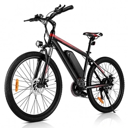 Winice Elektrische Mountainbike WINICE 26 Zoll Elektrofahrräder Herren Damen, 250W Motor Mountainbike, 36V / 10, 4AH Lithium-Ionen-Akku E-Bike, 25KM / H Elektrofahrrad Pedelec, 21-Gang Elektro Fahrrad (26 Zoll Rot)