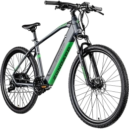 Zündapp Elektrische Mountainbike Zündapp Z808 Ebike Mountainbike für Damen und Herren ab 170 cm Fahrrad Elektro Bike E-Bike MTB Hardtail 29 Zoll Shimano Schaltwerk Pedelec 27 Gang Schaltung (48 cm, schwarz / grün)