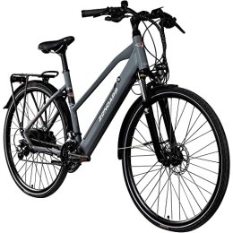 Zündapp Elektrische Mountainbike Zündapp Z810 Damen E-Bike Trekkingrad Pedelec E-Trekkingrad Fahrrad Trekking Bike StVZO (grau, 50 cm)