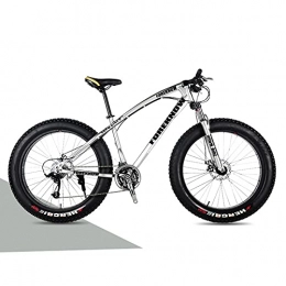 SHUI Fahrräder 24'' Fat-Tire Mountainbike, 7 / 21 / 24 / 27 / 30 Speed ​​MTB, Rahmen Aus Kohlenstoffstahl, Stabile Scheibenbremse, Mutige Stoßdämpfergabel, rutschfeste Vorderradaufhängung Silver-21sp