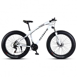 WJSW Fat Tire Mountainbike 26-Zoll-Mountainbike aus Kohlenstoffstahl - Mountainbikes für Erwachsene (Farbe: Weiß, Größe: 21-Gang)