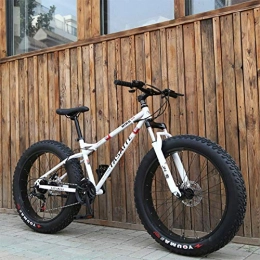 WRJY Fat Tire Mountainbike 26-Zoll-Snowbike / Doppelscheibenbremse Fahrrad mit Variabler Geschwindigkeit 4.0 Aluminiumlegierung Super Thick Rim Snowbike, Vollschock Adult Fat Tire Road Speed, Weiß