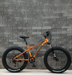 AISHFP Fat Tire Mountainbike AISHFP Fat Tire Adult Mountainbike, Doppelscheibenbremse / High Carbon Carbon Frame Cruiser Bikes, Strand Schneemobil Fahrrad, 24 Zoll Räder, Orange, 24 Speed