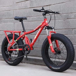 AISHFP Fat Tire Mountainbike AISHFP Kinder Fat Tire Mountain Bike, Strand Schnee-Fahrrad, Doppelscheibenbremse Cruiser Bikes, Leichte High-Carbon Stahlrahmen Fahrrad, 20 Zoll-Räder, Rot, 7 Speed