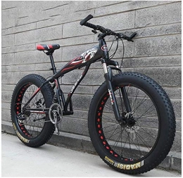 IMBM Fat Tire Mountainbike Erwachsene Mountain Bikes, Jungen Mädchen Fat Tire Mountain Trail Fahrrad, Doppelscheibenbremse Hardtail Mountainbike, High-Carbon Stahlrahmen, Fahrrad (Color : Red D, Size : 24 Inch 24 Speed)