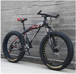 IMBM Fat Tire Mountainbike Erwachsene Mountain Bikes, Jungen Mädchen Fat Tire Mountain Trail Fahrrad, Doppelscheibenbremse Hardtail Mountainbike, High-Carbon Stahlrahmen, Fahrrad (Color : Red E, Size : 26 Inch 21 Speed)