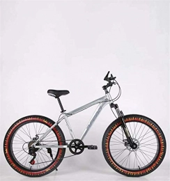 HCMNME Fat Tire Mountainbike Hochwertiges langlebiges Fahrrad Mens Adult Fat Tire Mountain Bike, Doppelscheibenbremse Strand Schnee Fahrrad, High-Carbon Stahlrahmen-Kreuzer-Fahrrder, 24-Zoll-Rder Flamme Aluminiumrahmen mit Sche