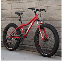 HQQ Fahrräder HQQ 26-Zoll-Mountainbikes, High-Carbon Stahl Hardtail Mountainbike, Fat Tire All Terrain Mountain Bike, Frauen-Männer Anti-Rutsch-Bikes (Color : Red, Size : 24 Speed)