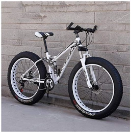 HQQ Fahrräder HQQ Erwachsene Mountain Bikes, Fat Tire Doppelscheibenbremse Hardtail Mountainbike, Big Wheels Fahrrad, High-Carbon Stahlrahmen (Color : New White, Size : 24 Inch 24 Speed)