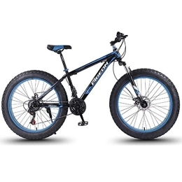 NOLOGO Fat Tire Mountainbike Nologo Fahrrad 24 Speed-Mountain Bikes, 27, 5-Zoll-Fat Tire Mountain Trail Bike, High-Carbon Stahlrahmen, Männer Frauen All Terrain Mountain Bike mit Doppelscheibenbremse, Blau