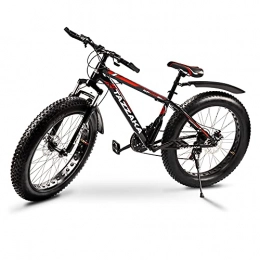 Tazzaka Fahrräder Tazzaka schneefahrrad Mountainbike 26 Zoll Fahrrad Fatbike Shimano-21-Gang 4.0 fette Reifen mit MTB Gabelfederung Scheibenbremsen Karbonstahl-Rahmen Snow Bike