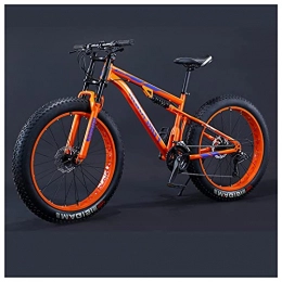 WOGQX Fahrräder WOGQX Fat Tire Mountainbikes, 26 Zoll, High Carbon Steel 21 / 27 / 30 Speed Mountainbike, Erwachsene MTB Für Beach Snow, Mit Vollfederung, Doppelscheibenbremse, 27 Speed