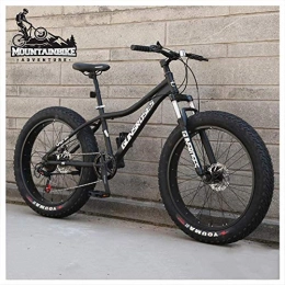 Wttfc Fat Tire Mountainbike Wttfc Hardtail MTB 26 Zoll mit Gabelfederung für Herren Damen, Erwachsenen Fette Reifen Fahrräder, Scheibenbremsen Mountainbike, Rahmen aus Kohlenstoffstahl, 5 Spoke Black, 27 Speed
