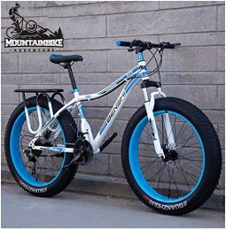 Wttfc Fat Tire Mountainbike Wttfc Hardtail MTB mit Gabelfederung für Herren & Damen, Erwachsenen Zwei Scheibenbremsen Großer Reifen Mountainbike, Unisex Rahmen aus Kohlenstoffstahl Fahrräder, Blau, 24 Inch 27 Speed