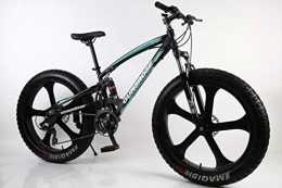 WYN Fat Tire Mountainbike WYN  Fat tire Mountain Bicycle high Carbon Steel Bike Beach Snow Bicycle, 26 inch Black Green, 21speed