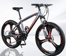 WaTsky Mountainbike 24 / 26 Zoll Herren-Mountainbike, 3-Speichen-Räder Mit Scheibenbremsen, Cross Country-Antrieb Mit Variabler Geschwindigkeit, Rahmen Aus Kohlenstoffstahl, Herren-Damen-Mountainbike, Grau, 24'' 21 speed