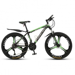 Jieer Mountainbike 24 Zoll / 26 Zoll Mountainbike, Hardtail-Mountainbike aus Kohlenstoffstahl, Mountainbike mit verstellbarer Vorderradaufhängung, Scheibenbremse-3 Speichen schwarz und grün_24 Zoll 27 Geschwindigkeit