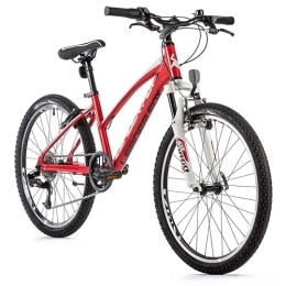 Leaderfox Fahrräder 24 Zoll Alu Mountainbike Leader Fox Spider Girl 8 Gang S-Ride MTB Rot Weiss