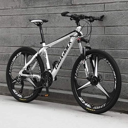 MSM Mountainbike 24 Zoll Kohlenstoffstahl Fahrrad, Tragbares Outdoor Mountainbike Urban Pendler Für Jugendliche Erwachsene Männer Und Frauen, Vollsperrung MTB Weiß / schwarz-3 Spoke 30 Gang