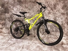 generisch Mountainbike 24 Zoll MTB Albatros Vollgefedert, 21-Gang Shimano Kettenschaltung, Scheibenbremsen NEU 2459-GELB-SCHWARZ