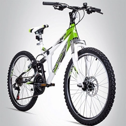 Bergsteiger Mountainbike Bergsteiger Montreal 24 Zoll Kinderfahrrad, geeignet für 8, 9, 10, 11 Jahre, Shimano 18 Gang-Schaltung, Mountainbike mit Vollfederung, Jungen-Fahrrad, Mädchen-Fahrrad