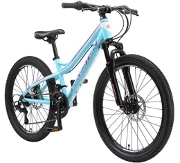 BIKESTAR Mountainbike BIKESTAR Alu Mountainbike Jugendfahrrad 24 Zoll ab 9-14 Jahre Hardtail | 21 Gang Shimano Schaltung, Scheibenbremse, Federgabel | Kinder Fahrrad Türkis & Weiß | Risikofrei Testen