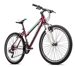 breluxx Fahrräder breluxx® 26 Zoll Damen Mountainbike FS Aluminium Monitor Lady, weinrot türkis, 21 Gang Shimano - Made in EU