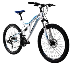 breluxx Mountainbike breluxx® 26 Zoll Mountainbike Vollfederung GTX260 Sport 2D, Scheibenbremsen, weiß / blau, 21 Gang Shimano, inkl. Schutzbleche