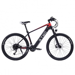 GTWO Mountainbike CF275 Erwachsene Ebike 27, 5 Zoll 27-Gang-Mountainbike Leichter Kohlefaserrahmen Luftfederung Vorderradgabel (Schwarz rot)