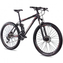 CHRISSON Mountainbike CHRISSON 29 Zoll Mountainbike Fully - Hitter FSF schwarz rot - Vollfederung Mountain Bike mit 30 Gang Shimano Deore Kettenschaltung - MTB Fahrrad für Herren und Damen mit Rock Shox Federgabel