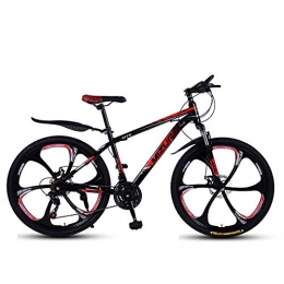 DGAGD Mountainbike DGAGD 26 Zoll Mountainbike mit Variabler Geschwindigkeit Fahrrad Licht Rennen sechs Schneidräder-Schwarz Rot_24 Geschwindigkeit