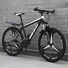 DJP Mountainbike DJP Mountainbike, Möbel Mountainbike Aus Kohlenstoffhaltigem Stahl, 26-Zoll-Herren-Mountainbikes, Mountainbike Mit Verstellbarer Vorderradaufhängung, Citybike Cyan 6-Speichen-30-Gang, Schwarz / Weiß -