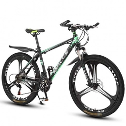 DLT Mountainbike DLT 26 Zoll 3-Speichen Felgen Mountainbike for Männer oder Frauen, Doppelscheibenbremsen High Carbon Stahlrahmen Übung Fahrrad, 21 Speed-Rennräder Radschützer (Farbe : Grün)