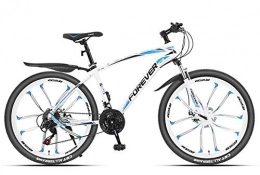 Domrx Mountainbike Domrx 24 / 26 Zoll 21 / 24 / 27 / 30 Geschwindigkeit Zehnfräser Rad Offroad Variable Geschwindigkeit Doppelscheibenbremse Imitation Carbon Framee-Weiß blau_26 Zoll (155-185 cm) _24