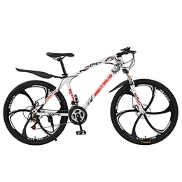 DULPLAY Mountainbike DULPLAY Mountainbike, Verstellbarer Sitz Lenker, Männer Frauen Erwachsene All Terrain Fahrrad, Dual-scheiben-Bremse Hardtail MTB White 6 Spoke 26", 24-Gang