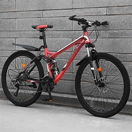 DULPLAY Mountainbike DULPLAY Stahl mit hohem Kohlenstoffgehalt, für Männer und Frauen, Off, Rennrad, Mountainbike, Doppelscheibenbremse, komplett, Fahrrad, rot, 24 Zoll, 27 Gänge