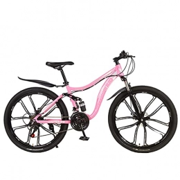 Mountain Bike Mountainbike Fahrrad 10-Messer-Einrad-Mountainbike, doppelte Stoßdämpfung und doppelte Scheibenbremse 21 / 24 / 27-Gang (schwarz rot; schwarz blau; weiß blau; gelb; pink) Jugend-Gelände-Mountainbike