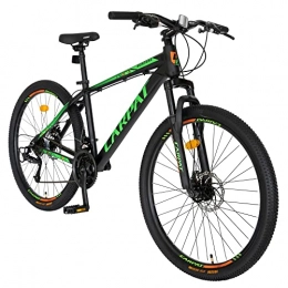 CARPAT Fahrräder Fahrrad Herren Jungen 26 Zoll Mountainbike MTB, Sunrun 21 Gang, Hardtail Aluminium Rahmen, mechanische Scheibenbremse (Grün & Schwarz)