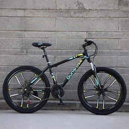 G.Z Fahrräder G.Z Mountain Bikes, Carbon Steel Mountain Bikes mit Dual-Scheibenbremsen, 21-27 Geschwindigkeit Optionen, 24-26 Zoll-Rad-Bikes, Fahrräder für Erwachsene, Schwarz und Grün, C, 26 inch 24 Speed