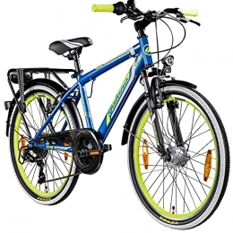 Galano Mountainbike Galano Adrenalin 24 Zoll Mountainbike Jugendfahrrad MTB Hardtail Fahrrad ab 140 cm / 11 Jahre (blau / gelb)