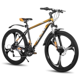 HH HILAND Mountainbike Hiland 26 Zoll Mountainbike MTB mit Aluminiumrahmen Scheibenbremse Federgabel 3 Speichenräder für Jugendliche Fahrrad Herren Damen Schwarz Orange