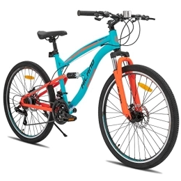 ROCKSHARK Mountainbike Hiland 26 Zoll Vollfederung Doppelfederung Fully Mountainbike 21 Gang ​​MTB Fahrrad für Jungen und mädchen Fully Multifunktions Fahrrad für Damen Herren Jungendliche Orange / Blau