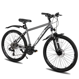 HH HILAND Mountainbike Hiland 27, 5 Zoll Mountainbike aus Aluminium, Federgabel, Shimano 24 Gänge Schaltung, mit Scheibenbremse MTB Fahrrad Jugendliche Herren Damen Grau