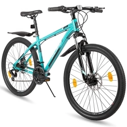 HH HILAND Mountainbike Hiland 29 Zoll Mountainbike Fahrrad Mountain Bike Shimano 21 Gang Fahrrad mit Rahmentasche Schutzblech Federgabel Scheibenbremsen MTB für Herren Damen Jungen Mädchen Grün