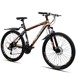 ROCKSHARK Fahrräder Hiland Mountainbike MTB 26 Zoll mit 432 MM Aluminiumrahmen Scheibenbremse Federgabel Speichenräder Jugendliche Fahrrad Herr Damen Jungs Schwarz&prange