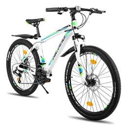 ROCKSHARK Mountainbike Hiland Mountainbike MTB 26 Zoll mit 432 MM Aluminiumrahmen Scheibenbremse Federgabel Speichenräder Jugendliche Fahrrad Herr Damen Jungs weiß