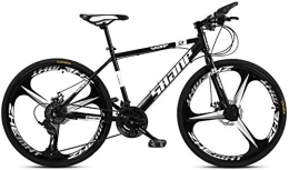 HQQ Fahrräder HQQ 24-Zoll-Mountainbikes, Doppelscheibenbremse Hardtail Mountainbike, Herren Damen High-Carbon Stahl All Terrain Alpine Fahrrad (Color : 24 Speed, Size : Black 3 Spoke)