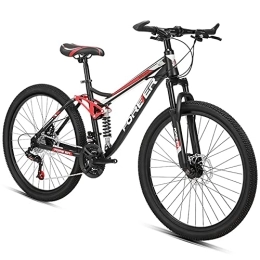 JAMCHE Mountainbike JAMCHE 26-Zoll-Mountainbike, 24-Gang-Mountainbike mit Vollfederung, Rahmen aus Kohlenstoffstahl und Doppelscheibenbremse, Outdoor-Rennrad für Herren und Damen