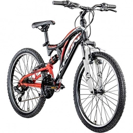KRON Mountainbike KRON Mountainbike Fully 24 Zoll Jugendrad Fahrrad Ares 3.0 MTB 21 Gänge Rad ATB (schwarz / rot / weiß, 38 cm)