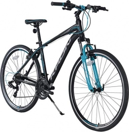 KRON Fahrräder KRON TX-100 Aluminium Mountainbike 28 Zoll | 21 Gang Shimano Kettenschaltung mit V-Bremse | 20 Zoll Rahmen MTB Erwachsenen- und Jugendfahrrad | Schwarz Blau